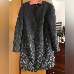 TED BAKER LONDON 'Ceceli' Exotic Print Cocoon Coat, Grey, Ted Size 2, US 4-6